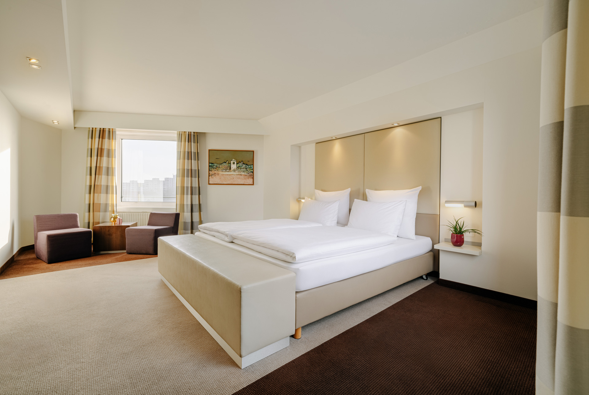 Interior view of a hotel room at Estrel Berlin