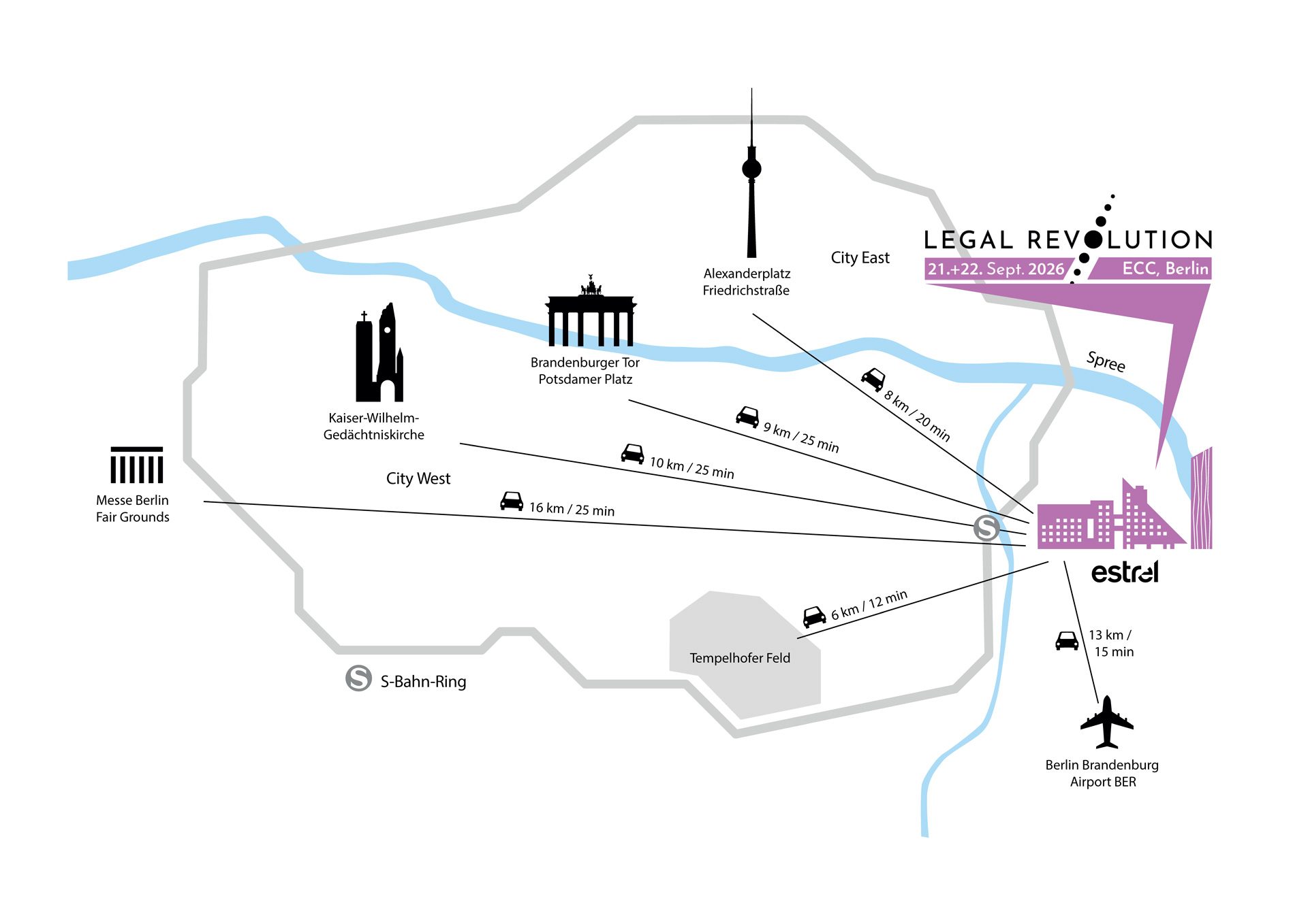 Entfernungen und Orientierung für die Anreise zum Estrel Berlin