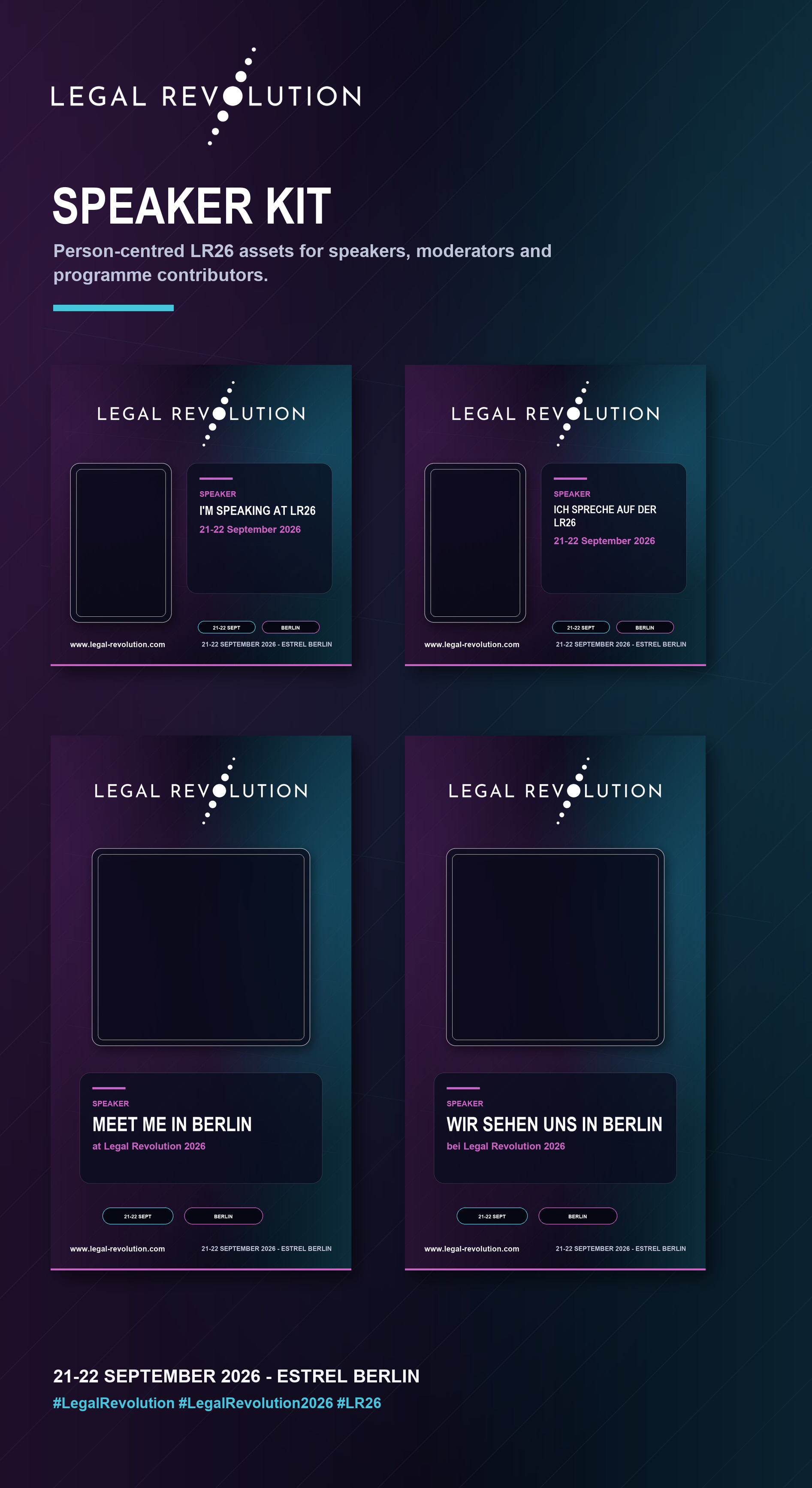 Vorschau des aktualisierten Legal Revolution 2026 Speaker-Marketingkits